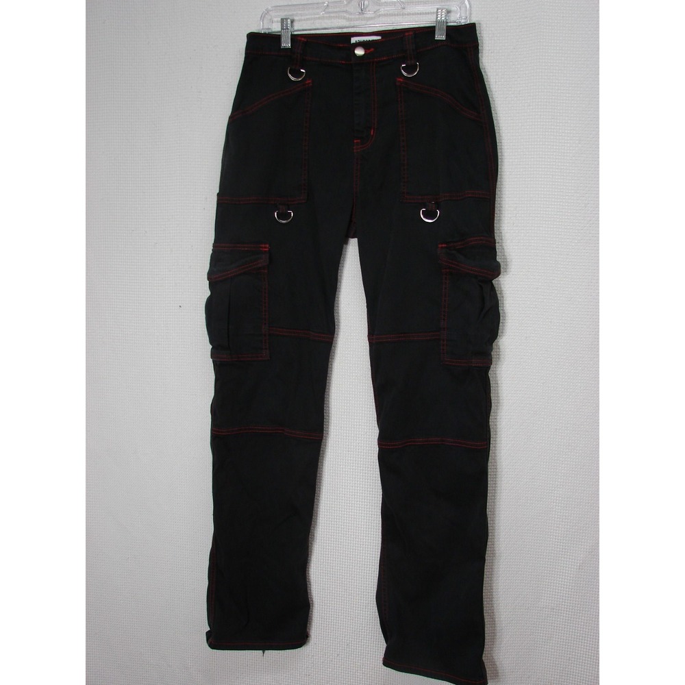 Aphrodite Hot Topic Sz 7 Black Emo Grunge Punk Rock Cargo D Rings Y2K Pants Flaw